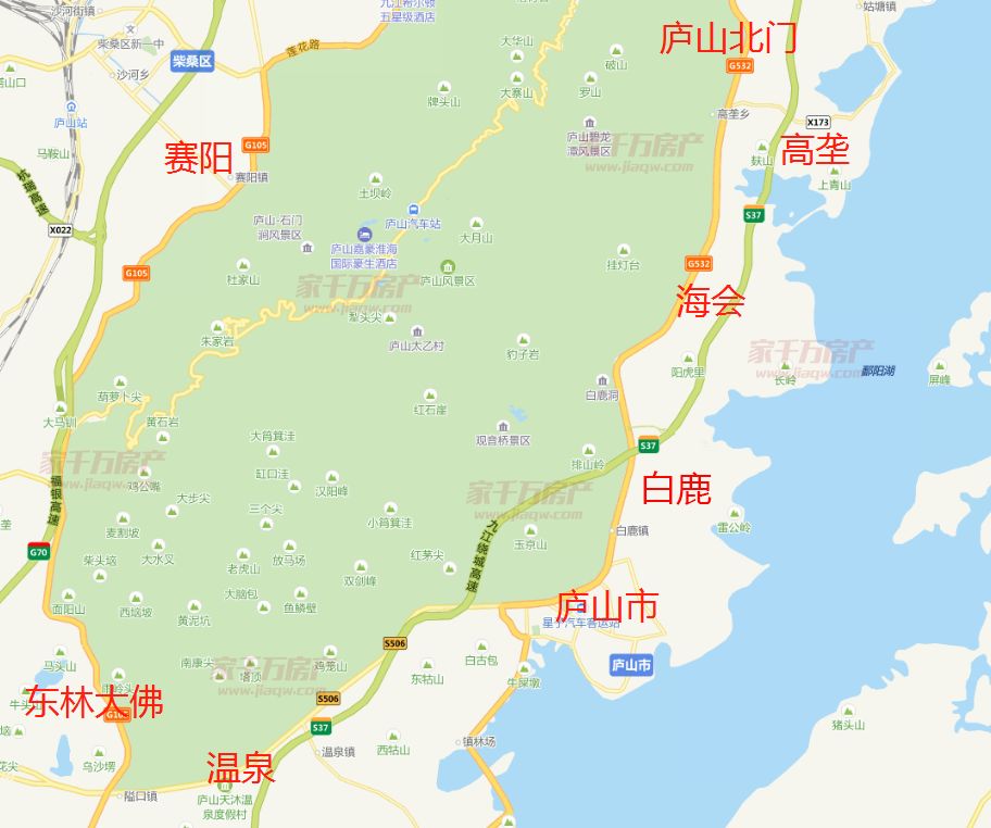 庐山市支线:由环庐山旅游线秀峰站,沿省道s212,秀峰大道,秀峰大道东路