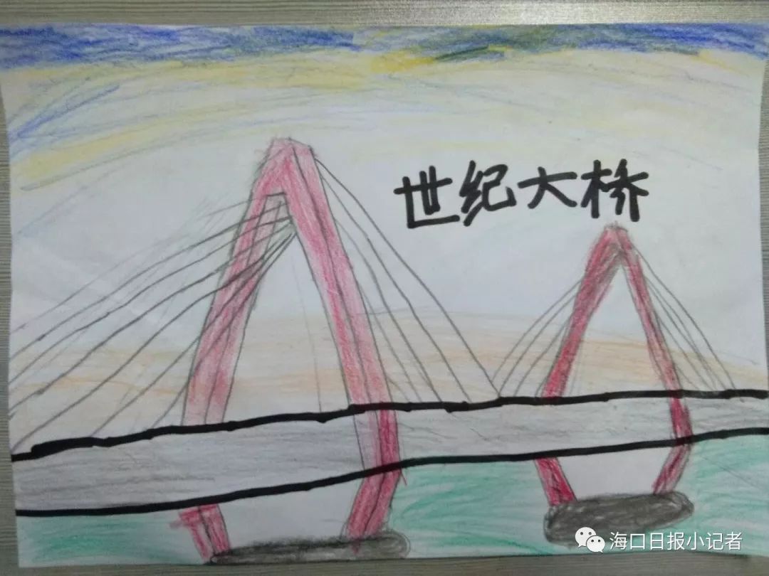 世纪大桥绘画图片