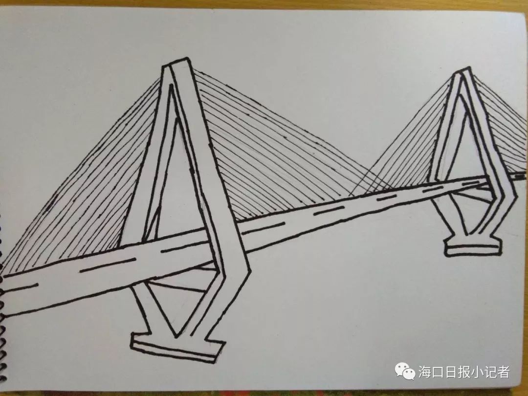 世纪大桥绘画图图片