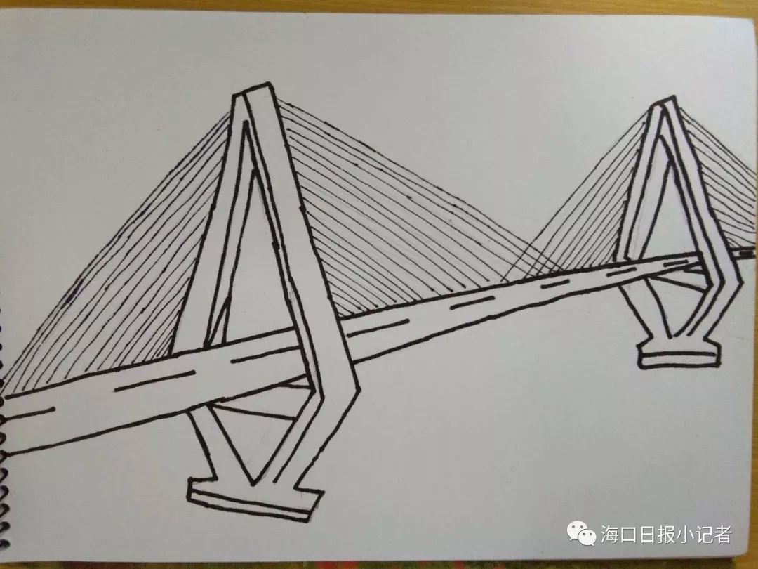 来画海南 手绘传情小记者手绘世纪大桥作品展示本次主题活动中小记者