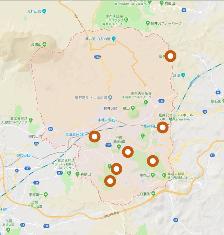 轻井泽在日本的地图图片