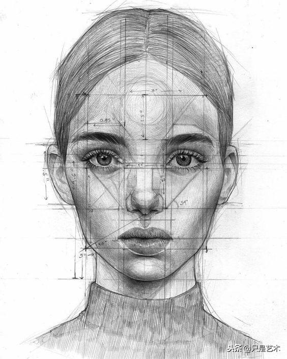 素描人脸比例结构图图片