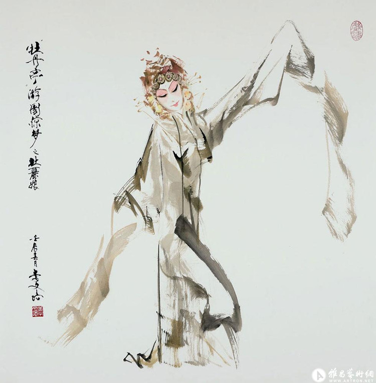 中国画家李文培的水墨戏曲人物画作品赏析