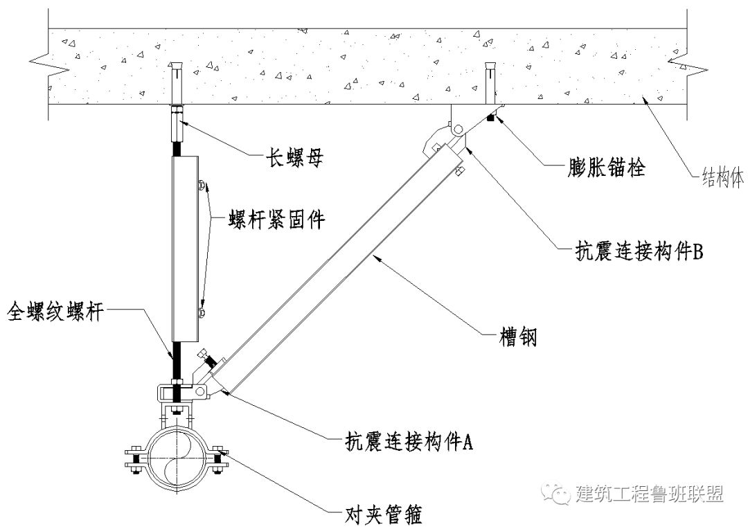 抗震支架平面图cad图片