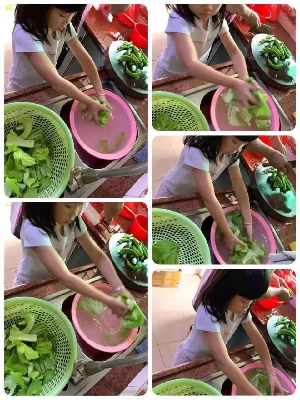 小女孩帮妈妈洗菜图片图片