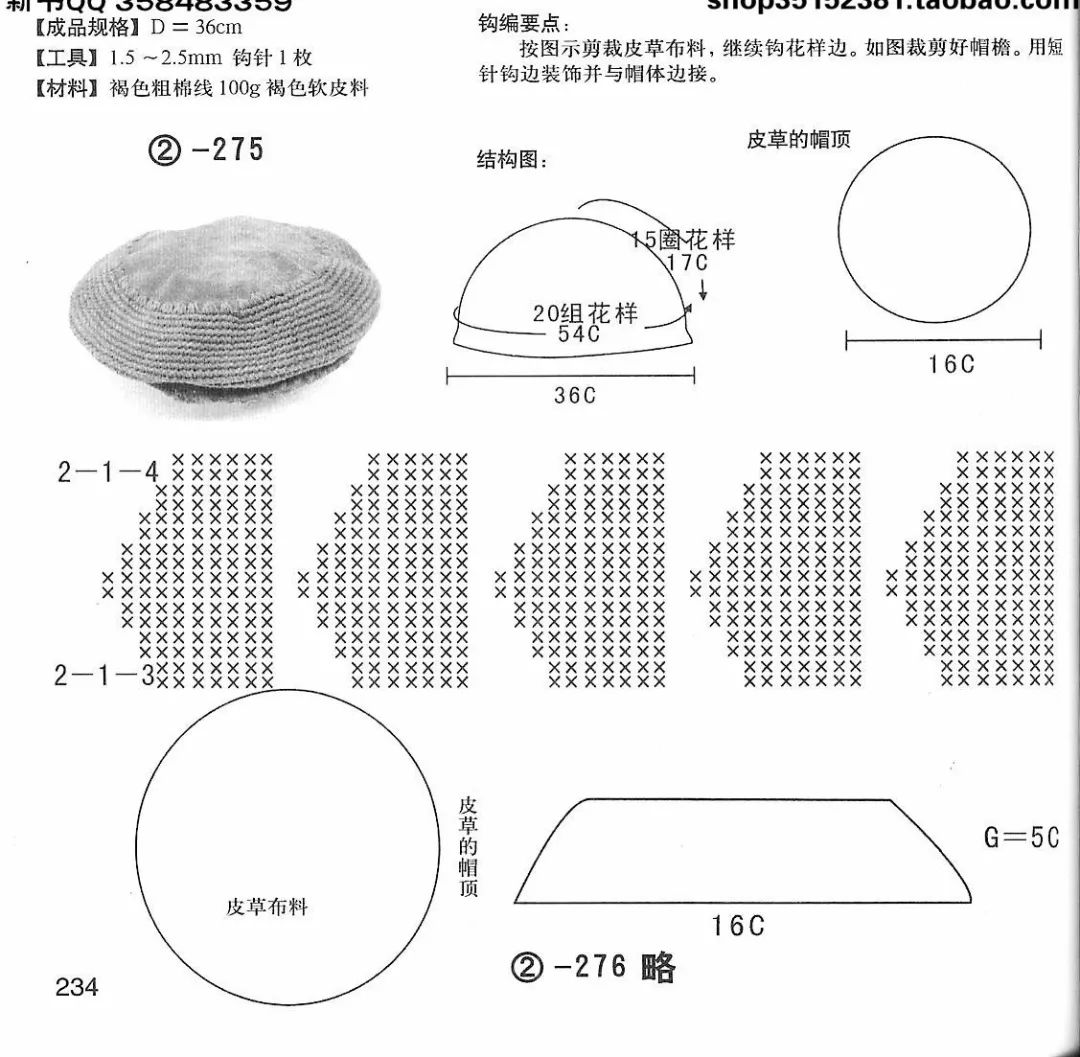 各种帽檐的钩法图片