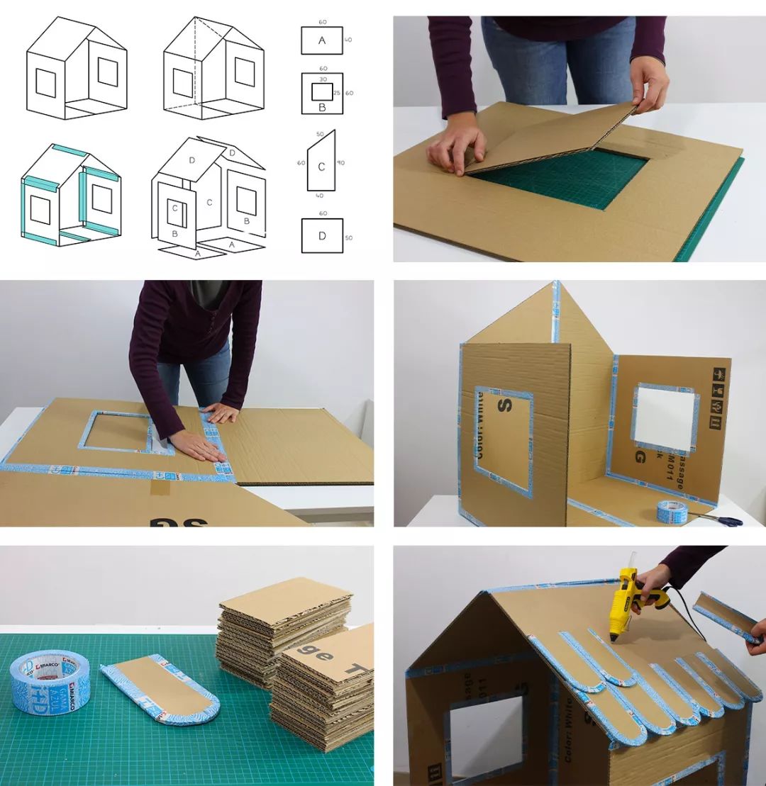 拿纸箱子做房子过程图片