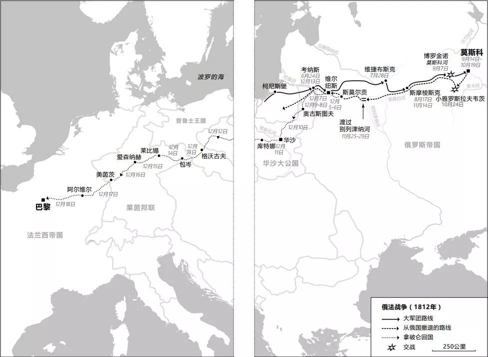 拿破仑进军俄国路线图图片