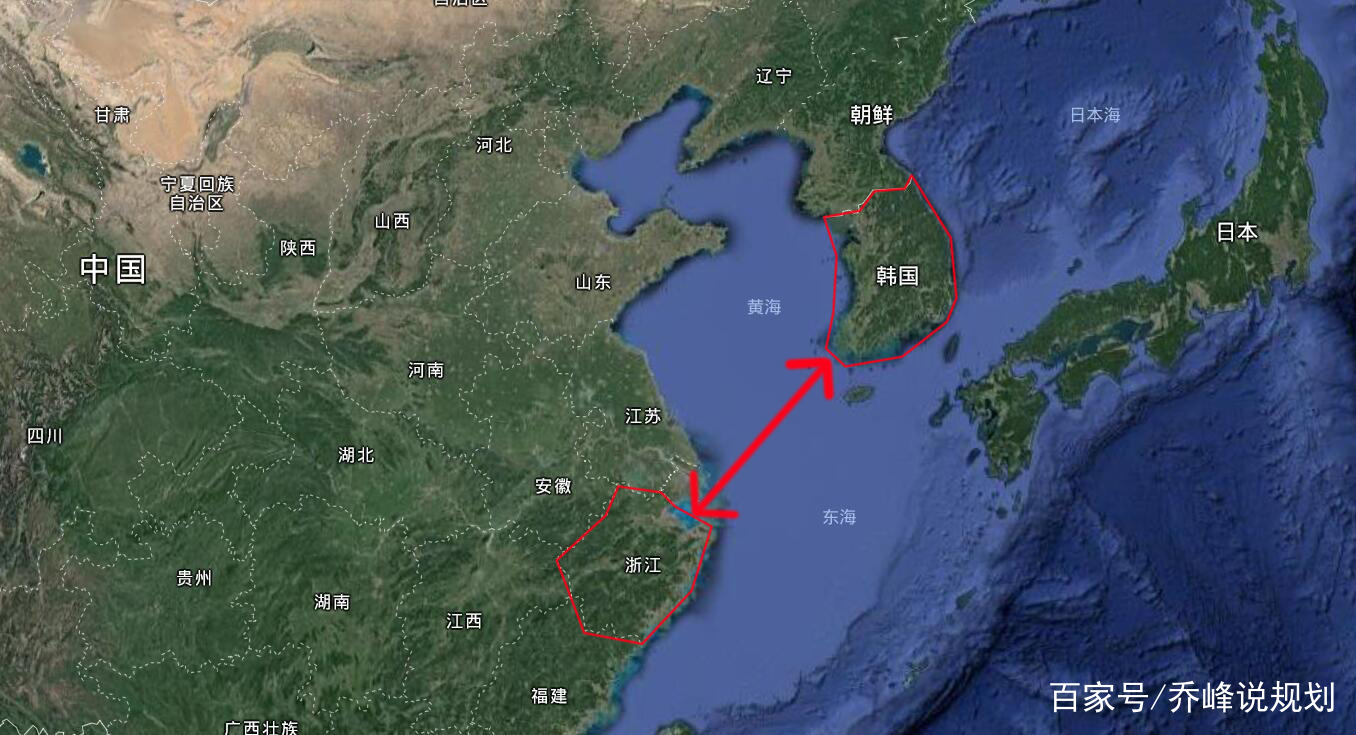 中韩交界地图图片