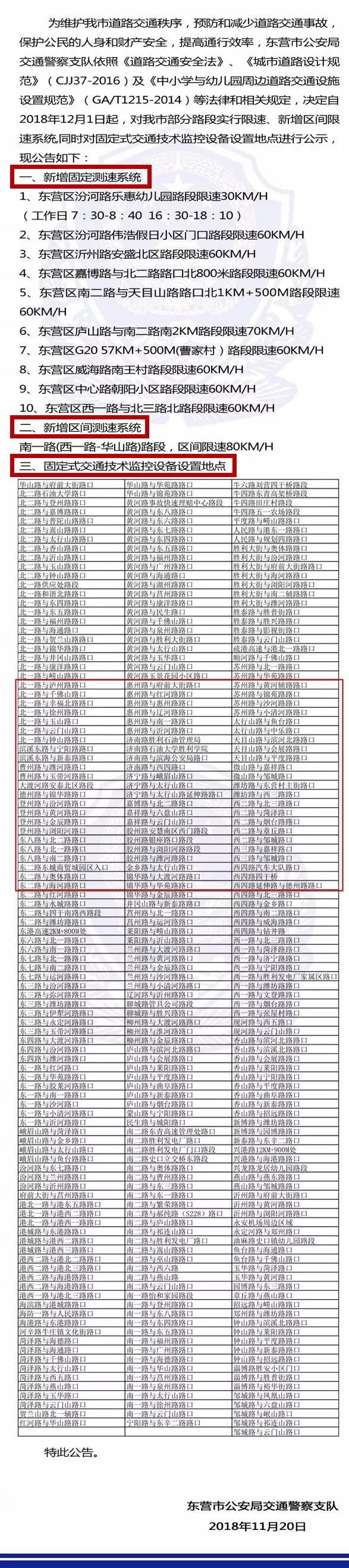 注意12月1日起东营新增这些测速抓拍附最新电子眼分布图