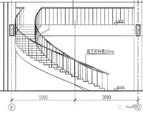 (钢结构楼梯一二层立面图)(曲面造型墙)这种参数化的曲面造型墙一般是