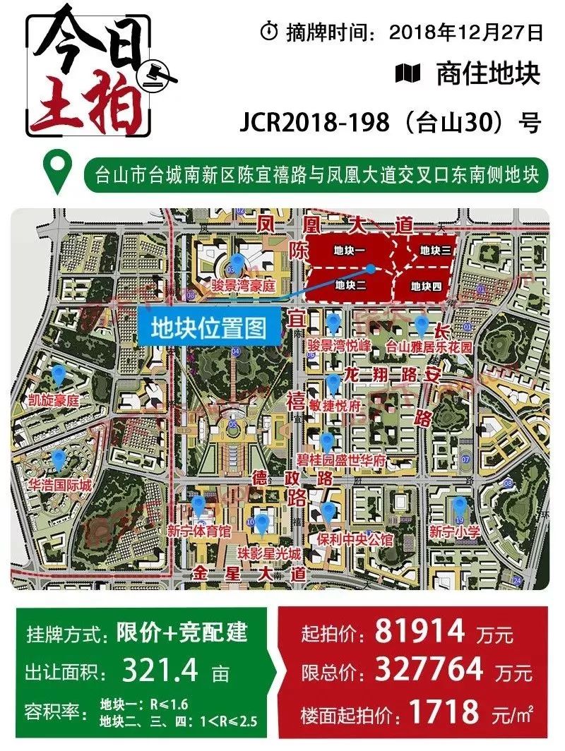 该宗地块位于台山市台城南新区陈宜禧路与凤凰大道交叉口东南侧地块