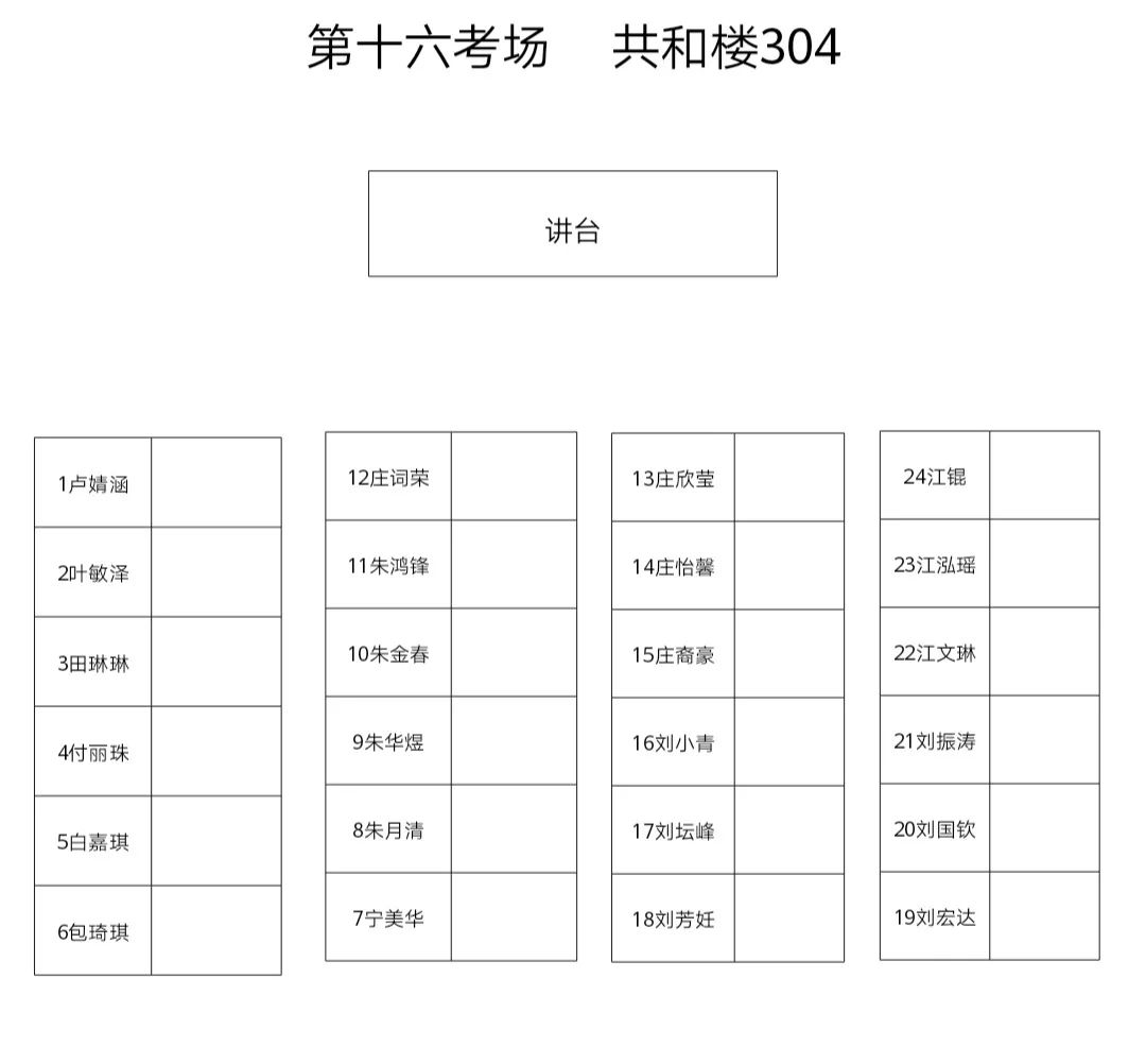 團委幹部換屆筆試座位錶快來找找你們的座位吧