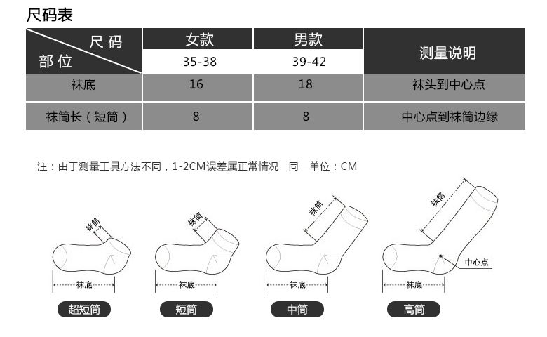 美国袜子尺码对照表图片