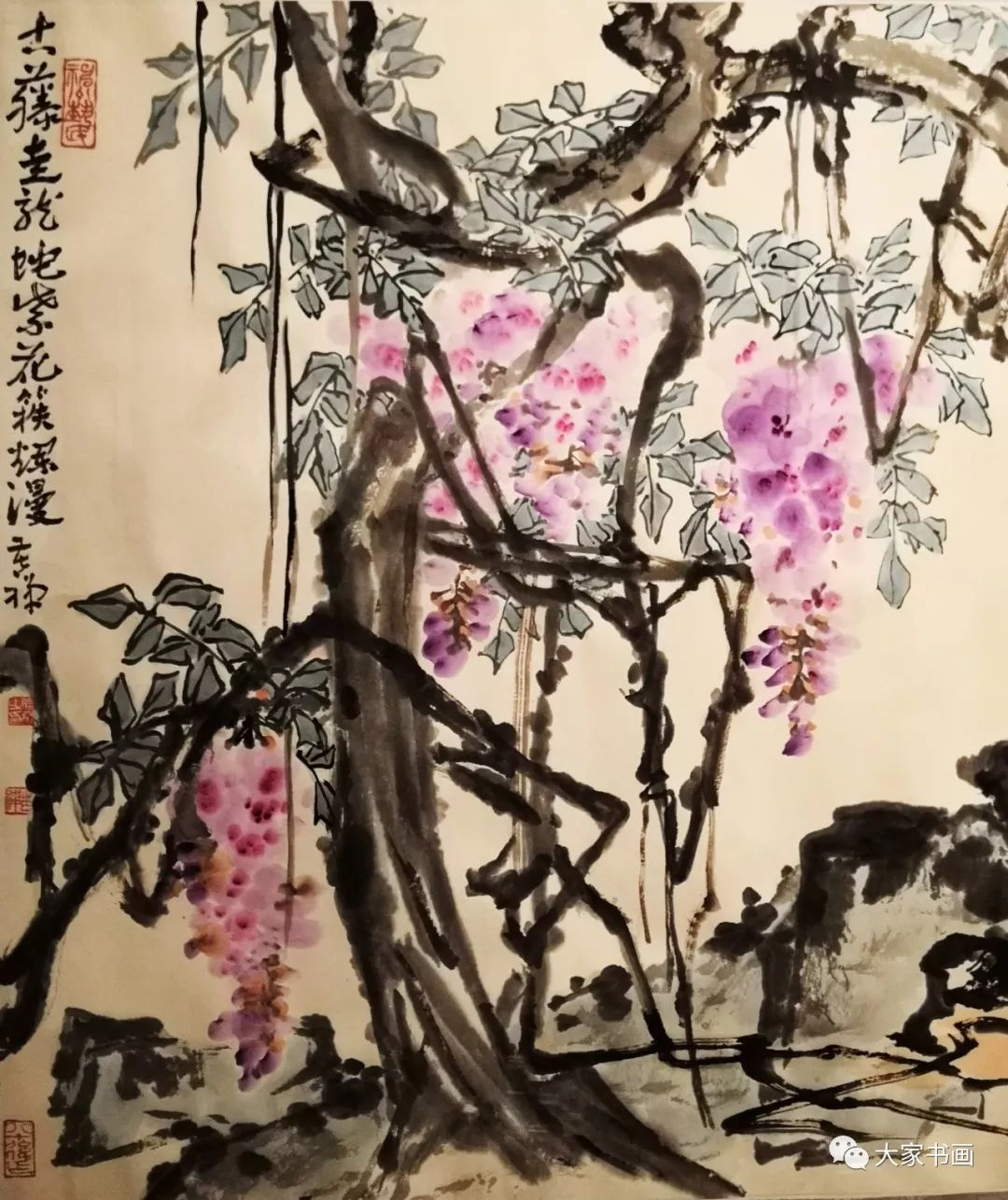 紫藤八哥局部八哥水仙 47x68cm 1980年远瞻图 138x69cm 1981年(1983年