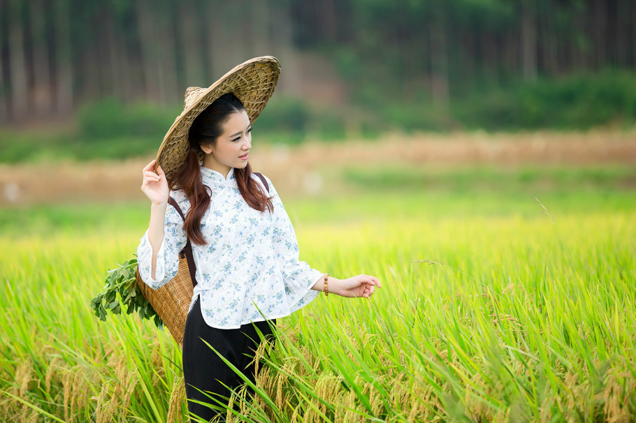 农家少女野外写真美图