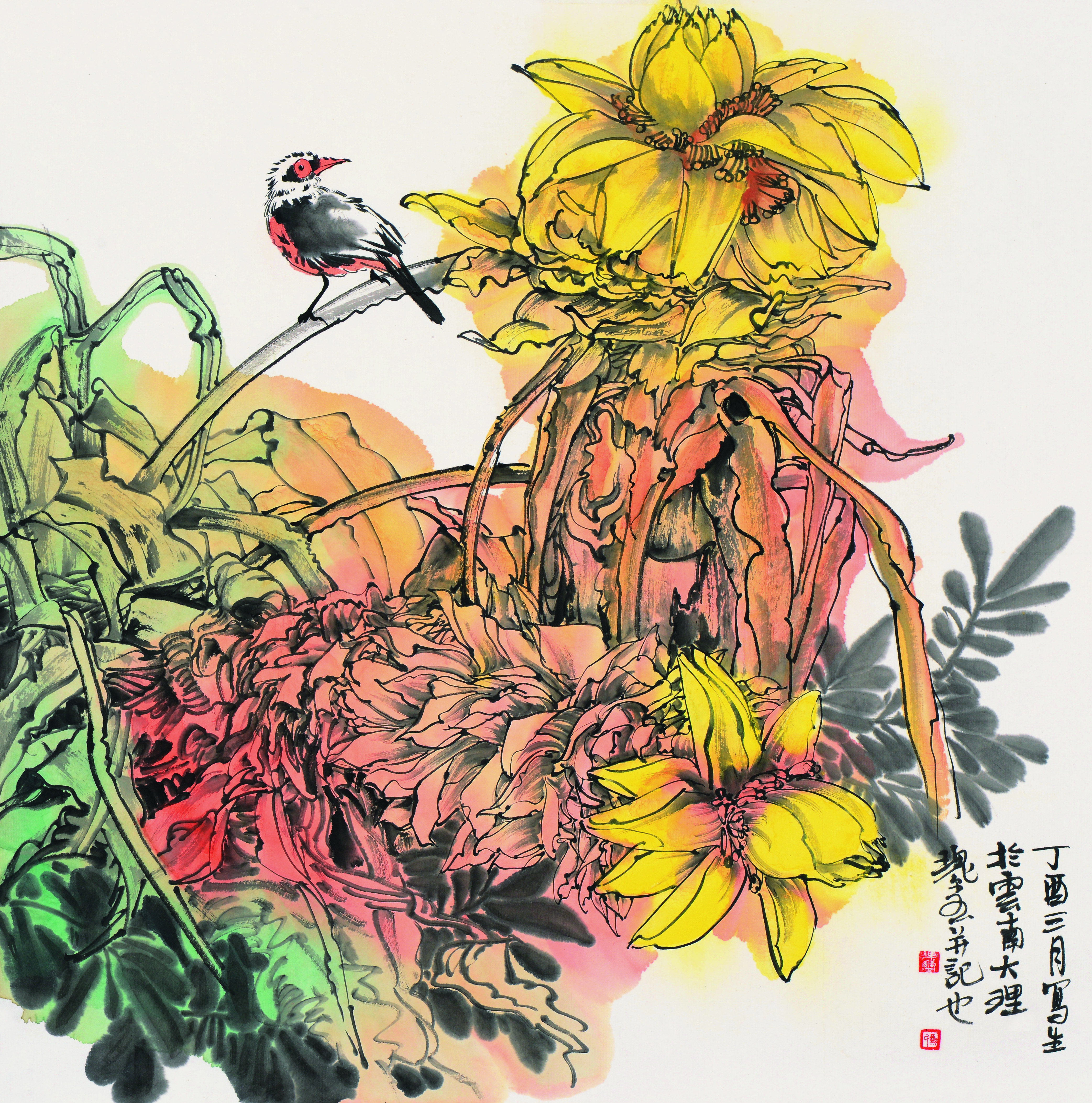 郑瑰玺近作大景花鸟画将在广州艺术博览会展出之