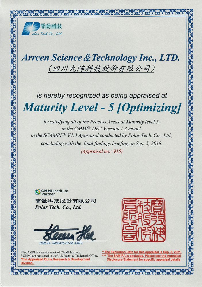 園區恭喜園區企業九陣通過cmmi5級國際軟件質量管理認證