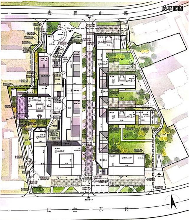 兰州环球中心商住小区一期建筑施工设计方案总平面图公示