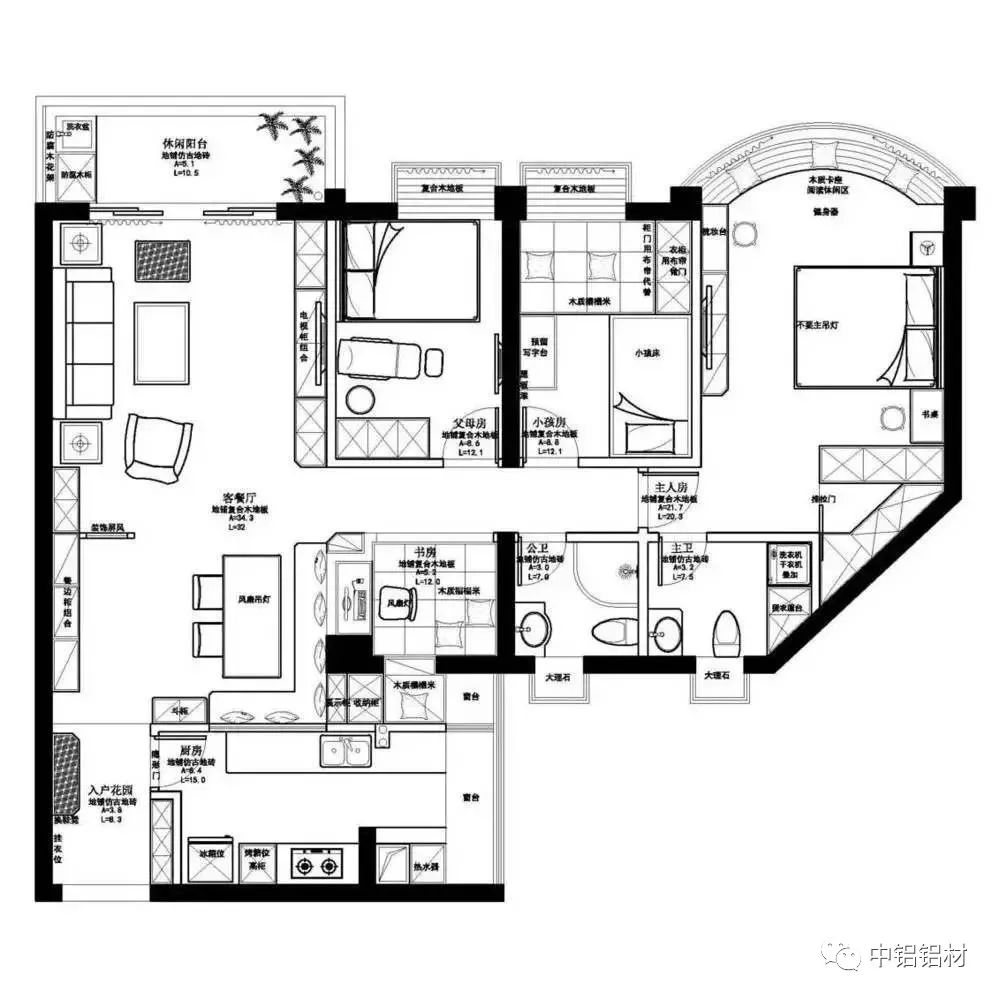 135㎡北欧风五口之家,最喜欢主卧里面的弧形落地窗!