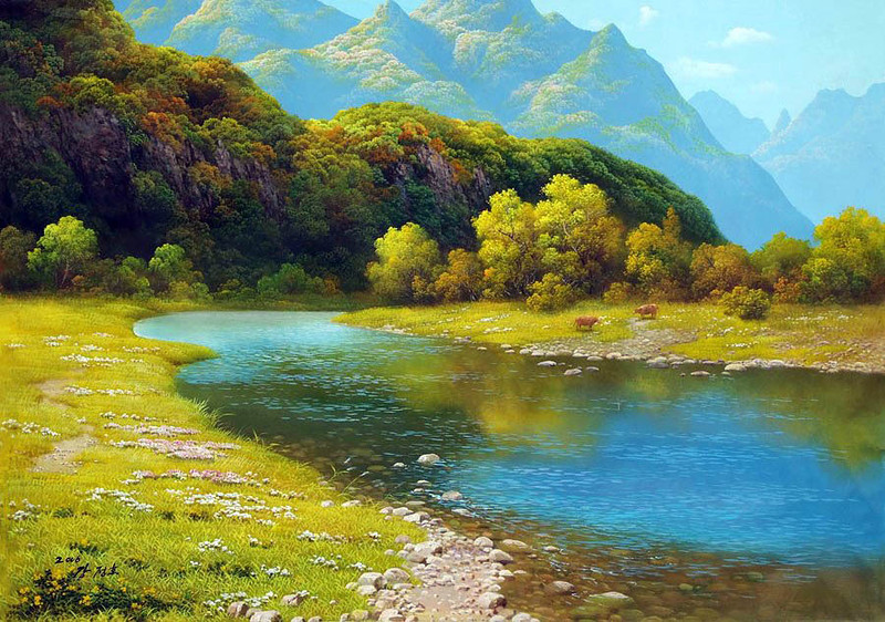 难得一见:朝鲜艺术家kang jung ho的风景油画欣赏