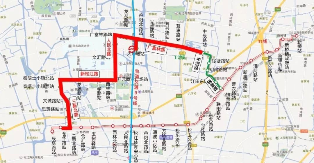 松江有轨1号线线路图图片