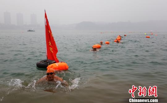 湖北宜昌:千名冬泳愛好者橫渡長江