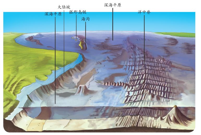 五种海底地形剖面图图片