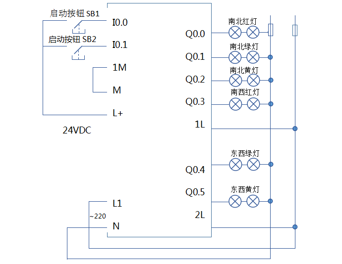 plc交通灯硬件接线图图片