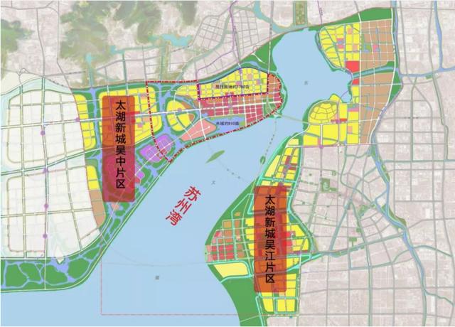 地图上,吴中太湖新城与吴江太湖新城被苏州湾隔开!