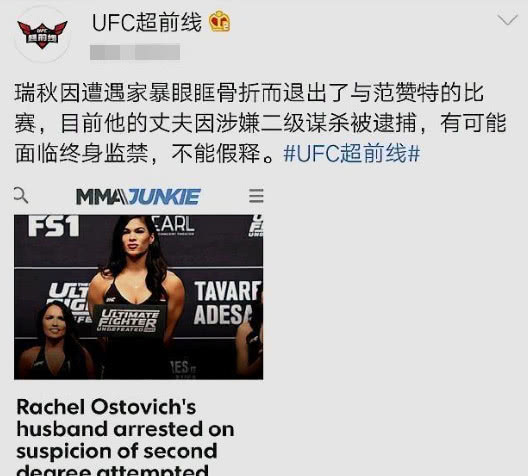 ufc卡戴珊被家暴照曝光瑞秋继续原定比赛为女儿树榜样