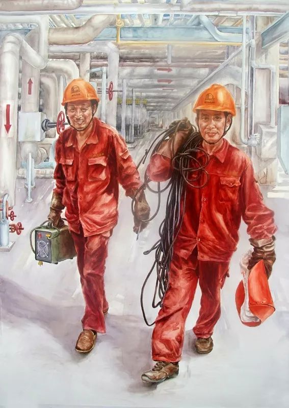 赞美石油工人绘画作品图片