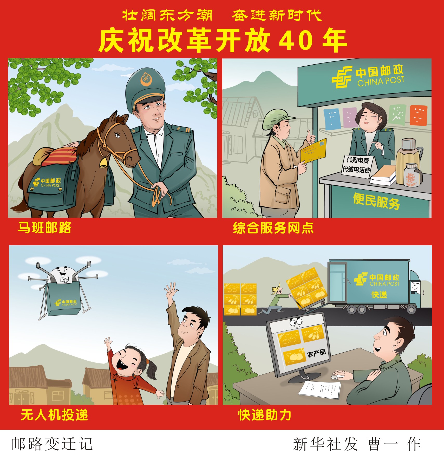 (图表·漫画)[壮阔东方潮 奋进新时代——庆祝改革开放40年]邮路变迁