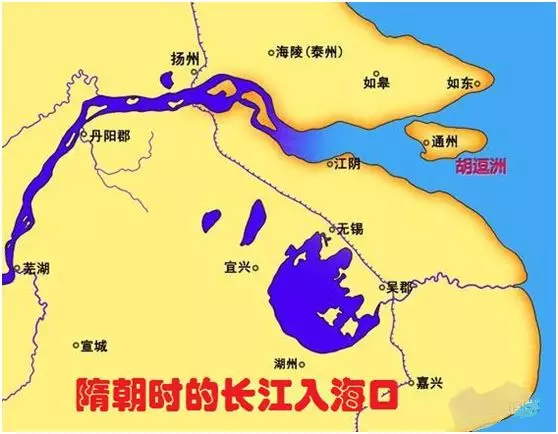 这时,长江入海口移到了江阴以东,南通攒成了一个小岛,叫胡逗洲,崇明岛