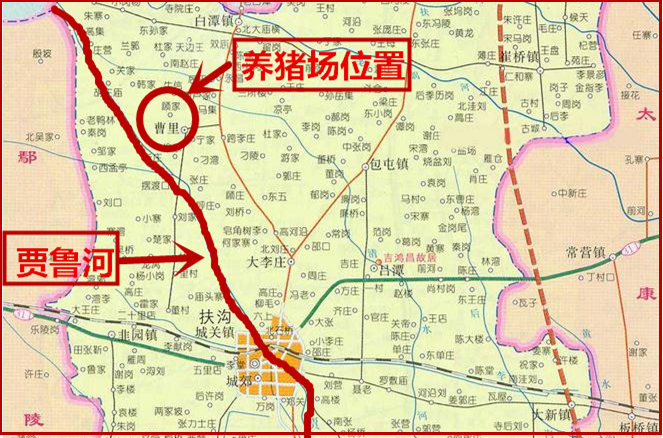 扶沟县一养猪场粪液泄露附近200亩麦田40亩水域被污染