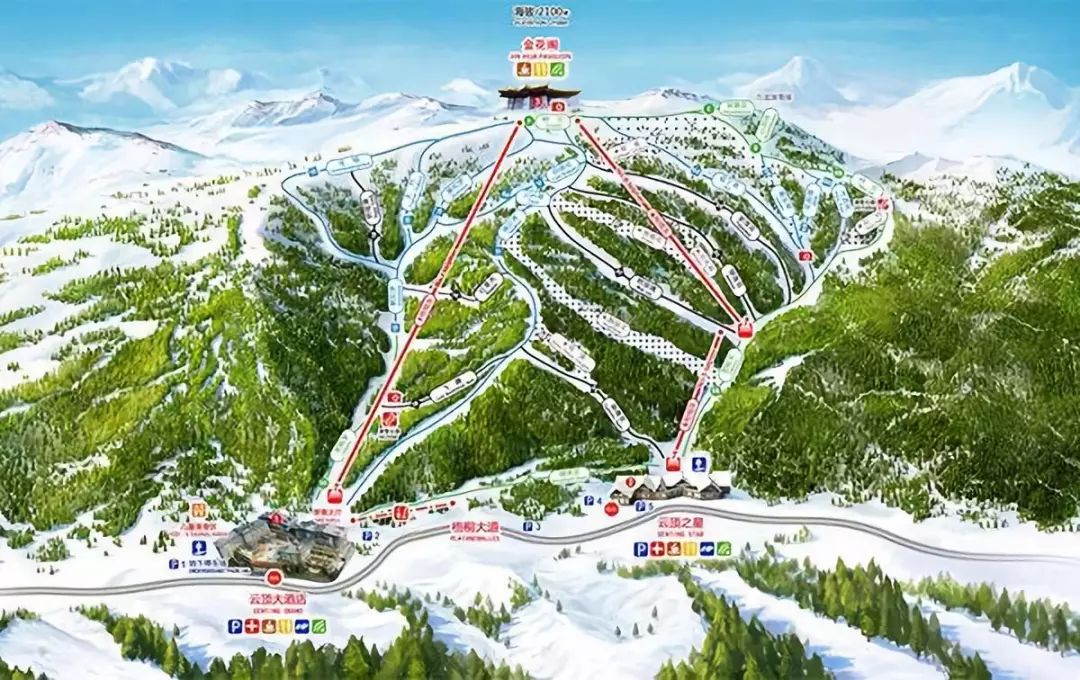 云顶滑雪场雪道图图片