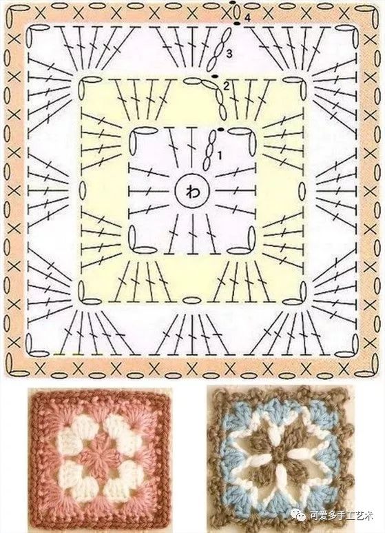 四方形钩花的拼接方法图片
