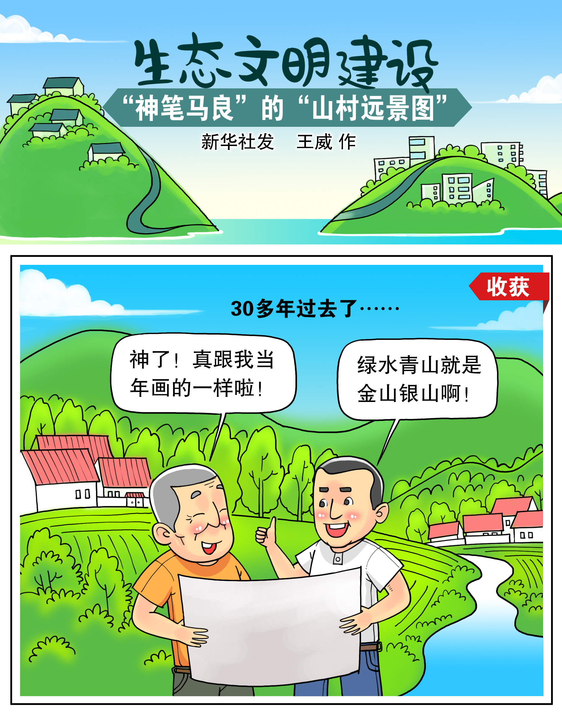 (图表·漫画[生态文明建设"神笔马良"的"山村远景图(4)