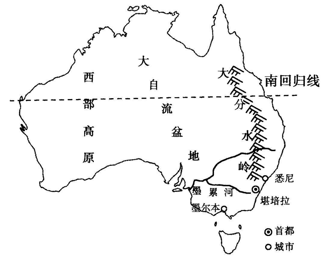 (1)讀澳大利亞簡圖,可得出