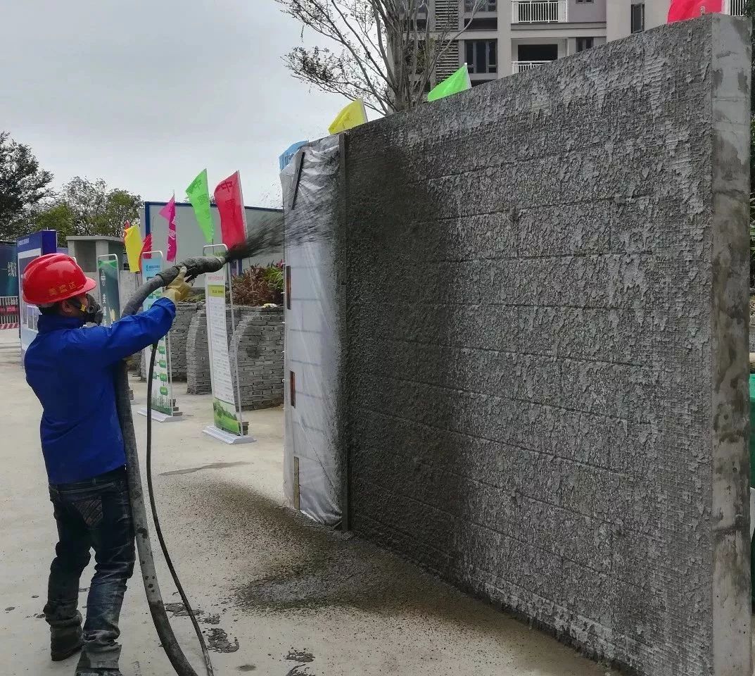 房屋建筑采用机喷砂浆新工艺