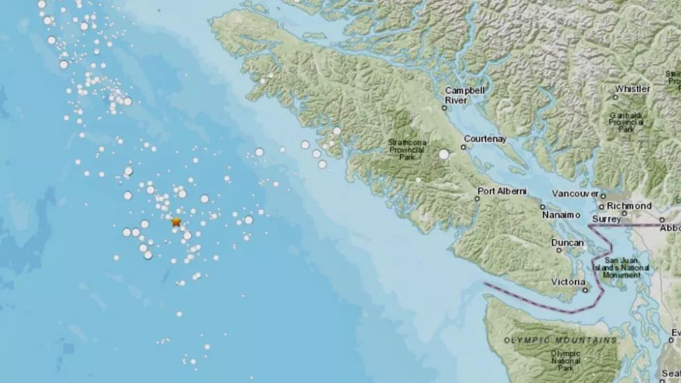溫哥華島再次發生地震震級里氏54級