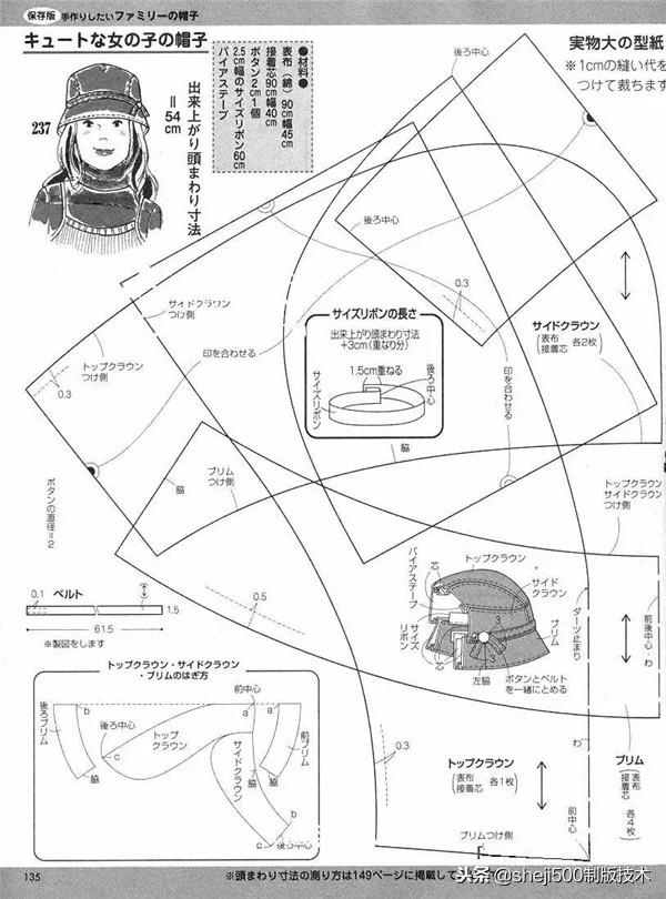 寒冬分享20款帽子的纸样及制作资料,做一顶来过冬