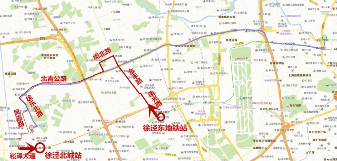 徐乐路,尚泰路,凤霞路,凤徐路,徐乐北路,北青公路,金光路,闵北路,联友