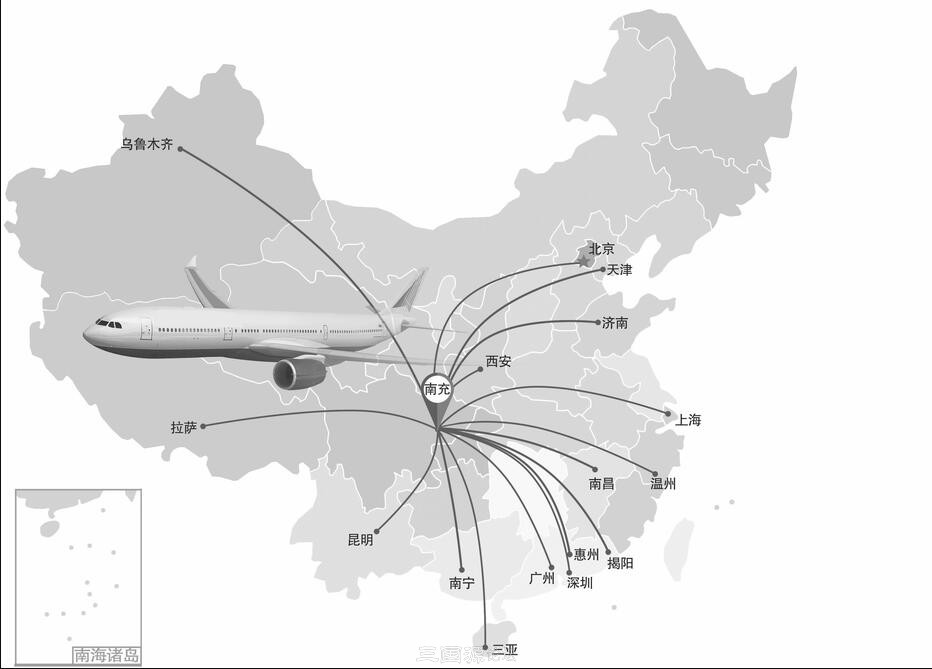 最多只能承载48名旅客,且只有南充直飞北京,广州,深圳三条航线,后因