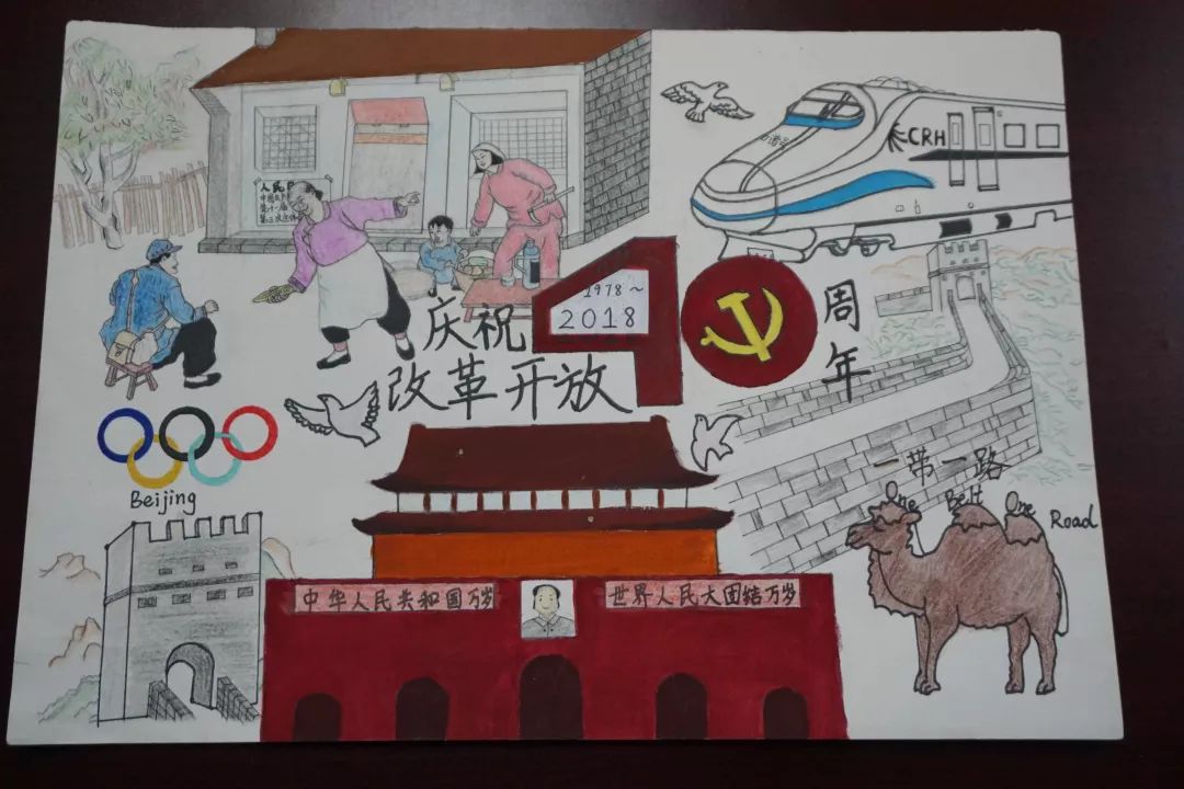 改革开放的画画作品图片