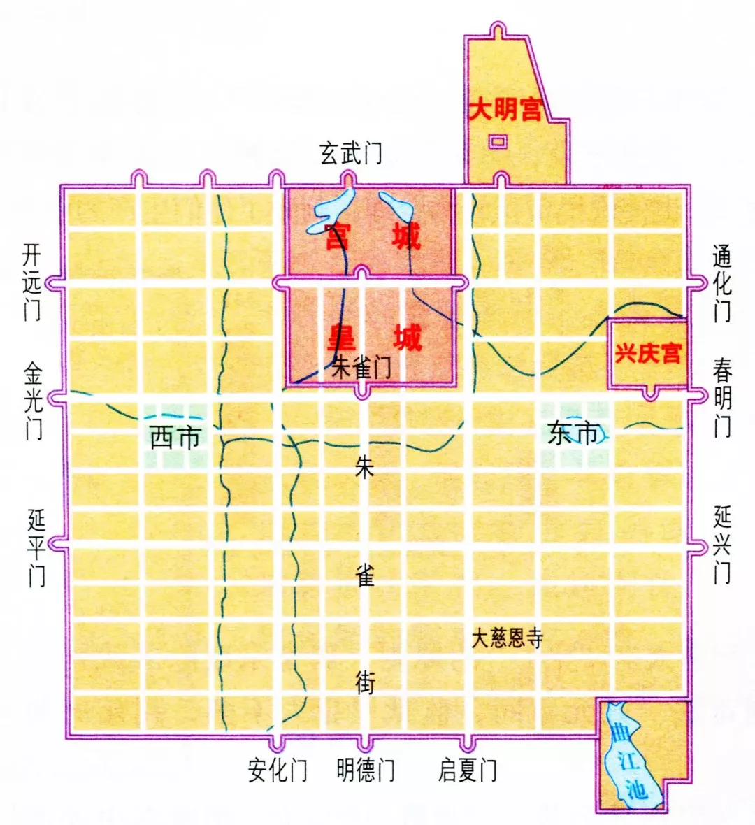 唐长安城功能分区图片