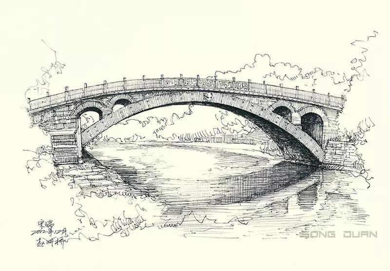 赵州桥手绘 简单图片