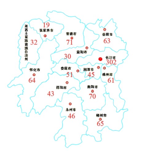 車商布點斷層:湖南省下屬的十四個行政區域4s店的分佈如上表所示,全省