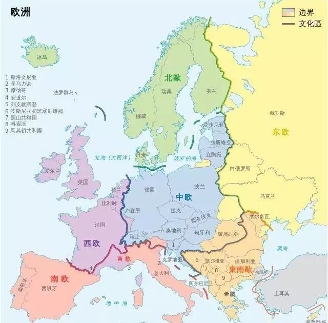 欧洲怎么划分五个部分图片