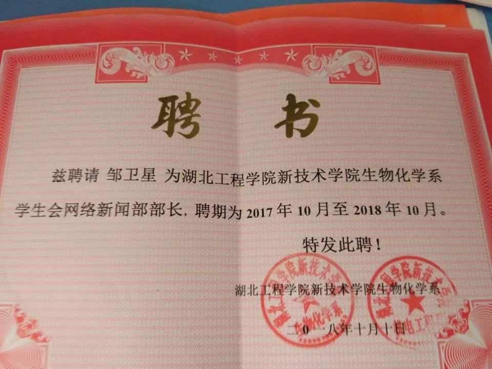 荣誉证书及聘书2017,2018连续两年在诗歌大赛中获省级一等奖大一下